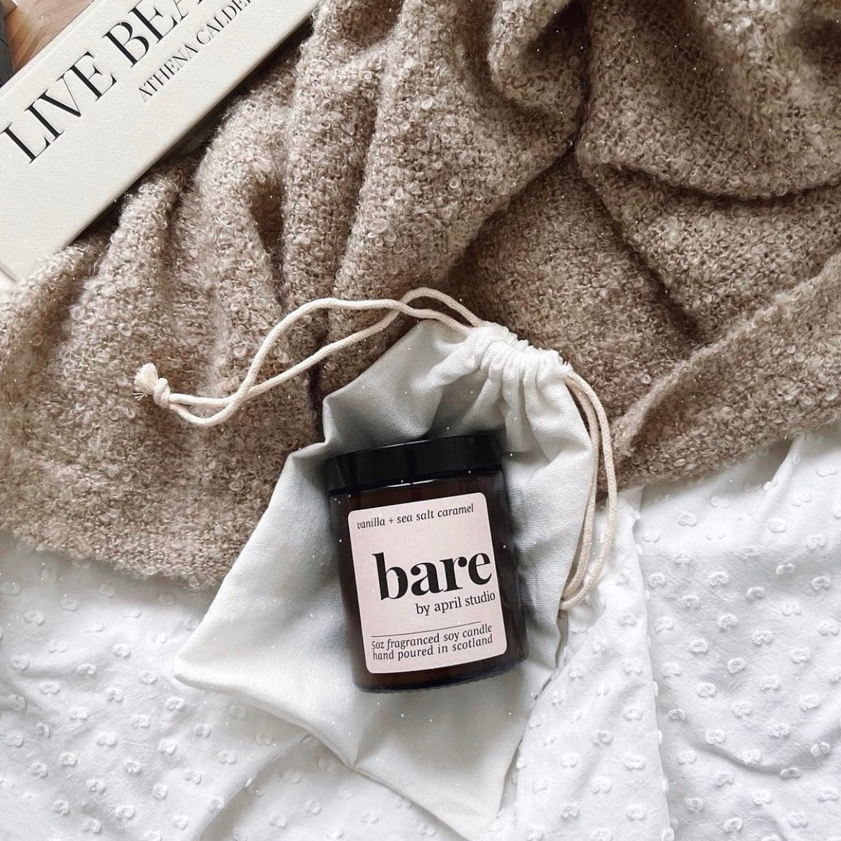 bare vanilla scented soy jar container candle