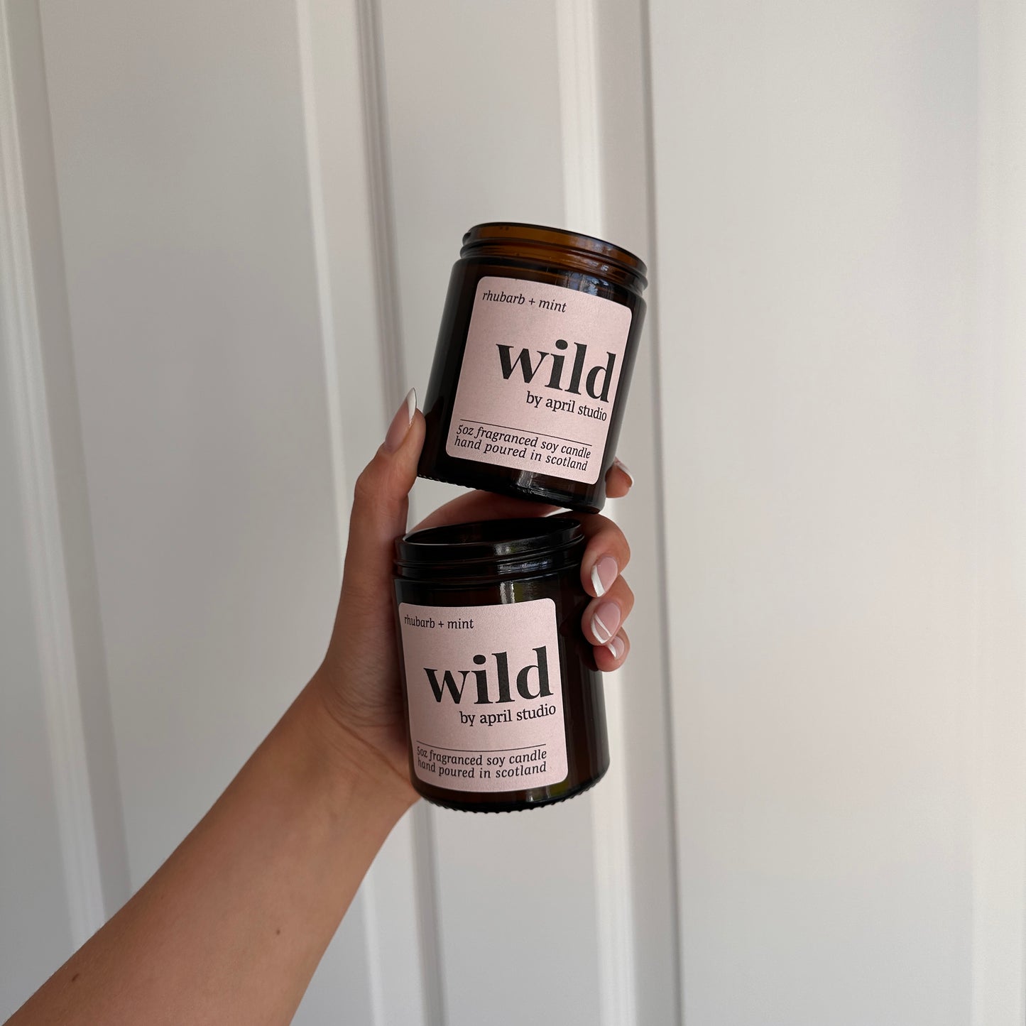 wild rhubarb + mint scented soy jar container candle