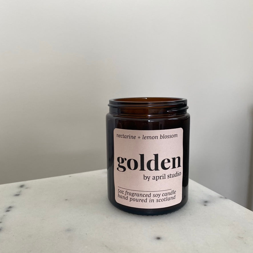 golden nectarine + lemon blossom scented soy jar container candle